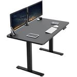 VIVO Electric Height Adjustable 122cm x 76cm Memory Stand Up Desk, Black Solid One-Piece Table Top, Black Frame, Standing Workstation with Preset Controller, 1B Series, DESK-KIT-1B5B