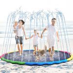 Lewtemi 8 ft Giant Non Slip Splash Pad for Adult and Dog, Thicken Sprinkler Pool Summer Outdoor Toys Fun Backyard Fountain Play Mat for Family Pet Dog (Cute)
