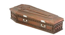 Brown Vampire Coffin Casket with Cross Jewelry Trinket Box