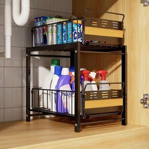 TAILI Under Sink Organizer and Storage, 2 Tier Pull Out Cabinet Organizer Slide Out Sink Shelf for Kitchen Bathroom for Kitchen Bathroom Cabinet