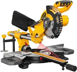 Baikemon 8-1/4 inch Cordless Sliding Miter Saw, Compatible with Dewalt 20V Battery, 45° Single Bevel, 47° Miter Cut, Max Cut 2.56'' × 12.2'', Laser Guide, 2 x TCT Blades Included Cuts Wood (Tool Only)