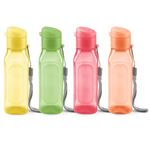 MILTON Sports Water Bottle Square Juice Box 4 Set 10 oz. Great for Juices Milk Smoothies Plastic Wide-Mouth Reusable Leak Proof Drink Bottle/Carton for School Bags Lunch Boxes Gym Flip Lid -BPA Free