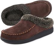 ULTRAIDEAS Men's Cozy Memory Foam Moccasin Suede Slippers with Fuzzy Plush Wool-Like Lining, Slip on Mules Clogs House Shoes with Indoor Outdoor Anti-Skid Rubber Sole
