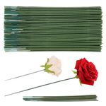 100 Pcs Plastic Floral Stem Plastic Flower Stems Artificial Floral Rod Flower Stem Green Floral Wire Sticks Stem Green Flower Sticks Plant Stub Wire DIY Crafts Bouquet Stem (6.7 inch/17 cm)