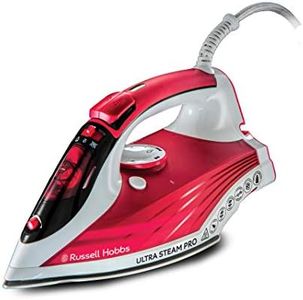Russell Hobbs Ultra Steam Pro Iron, Ceramic Non-Stick Soleplate, Large 320ml Easy Fill Water Tank, 155g steam Shot, 45g Continuous steam, Self-Cleaning Function, 3m Easy Wrap Cord, 2600W, 23990