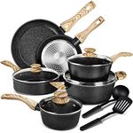 MICHELANGELO Pots and Pans Set Nonstick, Kitchen Cookware Sets with Black Granite Coating, Non Toxic Cookware Set Induction Compatible, 12 Pcs