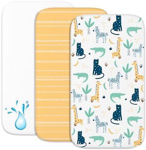 2 Sabanas Minicuna + 1 cubrecolchon para minicunas para Bebes Impermeable elástico - Lote de 3 Ropa de Cuna - Talla 50x83cm - Compatible con cunas, colchon - Niño y Niña - Sabana