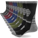 ouhos 5 Pairs Mens Thick Thermal Walking Hiking Work Socks Anti Blister Cushioned Black Winter Sports Cotton Warm Socks for Men 9-12 Heavy Duty Wicking Cosy Non Slip Support Crey Socks