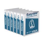 EasyView Premium Angled D-Ring 2-Inch Binders with Clear-View Covers, Customizable 3-Ring Binders for School, Office, or Home, Pack of 6, White