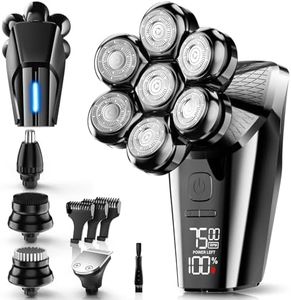 Hexus Head Shavers for Bald Men, Detachable Head Shaver Dry/Wet Bald Head Shaving for Men, IPX7 Waterproof Electric Razor Grooming Kit with LED Display and Type-C Charge, Light Black