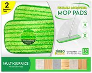 Microfiber Mop Pads 2 Pk Reusable Cloth Mop Head Replacements for Microfiber Mops for Floor Cleaning - 18" Multi-Surface Velcro Attachment for Wet/Dry Mops Fits Bona, Bruce, Rubbermaid, Libman + More