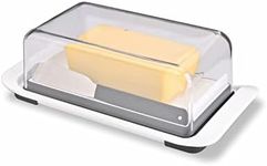 KITCHENDAO Butter Dish with Lid and Knife, Airtight Butter Container for Countertop and Refrigerator, Plastic Butter Keeper for West or East Coast Butter, Dishwasher Safe