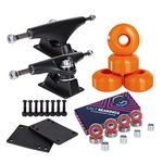 Cal 7 Skateboard Package Combo with 5 Inch / 129 Millimeter Trucks, 52mm 99A Wheels, Complete Set of Bearings and Steel Hardware (Black Truck + Orange Wheels)