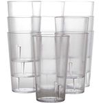 Restaurant Grade, BPA-Free 12oz Clear Plastic Cups 12pk. Super Durable, Break Resistant Drinking Glasses for Cafe, Party, Catering. Reusable, Stackable Tumblers with Textured Grip Design