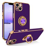 BENTOBEN iPhone 13 Case, Phone Case iPhone 13, Slim Fit 360° Ring Holder Shockproof Kickstand Magnetic Car Mount Supported Protective Women Girls Men Boys Cover for iPhone 13 5G 6.1 Inch, Deep Purple