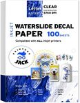 Printers Jack Water Slide Decal Paper Inkjet 100 Sheets 8.5 x 11 inches Premium Water Slide Transfer Paper Clear Transparent Printable Waterslide Paper for Tumblers, Mugs, Glasses DIY