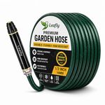 Leafly Heavy Duty Garden Hose | Flexible Expandable Waterpipe with Double Latex Core & Braided Outer Layer | Stainless Metal Spray Nozzle Gun, Tap Connector, 2 Hose Clamps | Leak & Kink Free (20M)