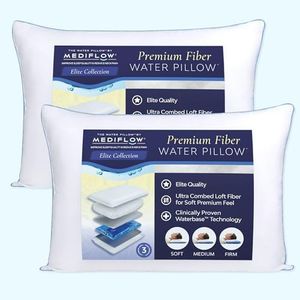 The Water Pillow by Mediflow Elite Fiberfill Pillow Twin Pack -The First and Original Water Pillow, clinically Proven to Reduce Neck Pain and Improve Sleep.