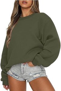 ANRABESS Womens Sweatshirts Crewneck Fleece Oversized Pullover Sweater Spring Winter Cute Tops Teen Girls Preppy Clothes 2026 army green X-Large