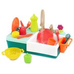 B. toys – Sink Play Set – Toy Kitchen Sink – Faucet & Running Water, Dishes, Play Food – Pretend Play Set for Kids – 3 Years + – Splash-n-Scrub Sink