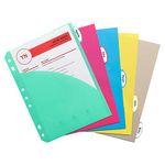 C-Line Mini Size 5-Tab Poly Index Dividers with Pockets, for 5.5 x 8.5, 6 x 9 and 8.5 x 11 Binders, Assorted Colors, One 5-Tab Set (03750)