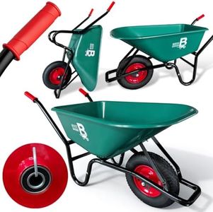 Bertie Barrow 100L Heavy Duty Garden Wheelbarrow – 250KG Max Load – Rust-Proof Plastic Tray with Pneumatic Tyre & Steel Rim – Ideal for Gardening, Stables, DIY & Landscaping – Green