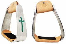 CHALLENGER Horse Western Lightweight Aluminum Angled Slanted Turquoise Cross Stirrups 5173TL