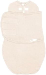 embé 2-Way Starter Swaddle Blanket, 2.5KG - 7 KG, 1.0 TOG, Nappy Change w/o Unswaddling, Legs in and Out Design, Warm Up or Cool Down 100% Cotton, 0-3 Months (Cream)