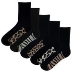 Ladies 5 Pack Design Socks - Animal Footbed