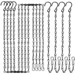 Teenitor 8 Pcs Black Metal Hanging Basket Chains, 4 Pcs 35 Inch & 4 Pcs 13 Inch Replacement Extender Metal Chains Set with Clips & Hooks for Chicken Feeder Bird Cage Planters Lanterns Ornaments