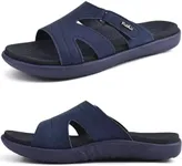 KuaiLu Womens Fashion Orthotic Slides Ladies Lightweight Athletic Yoga Mat Walking Sandals Slip On Thick Cushion Recovery Slippers Sandles Comfortable Plantar Fasciitis Arch Support Navy Blue Size 12