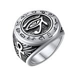 U7 Horus Wedjat Eye Signet Ring For Men Boys Egyptian Stainless Steel Chunky Rings Jewellery