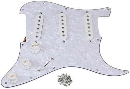 FLEOR Alnico 5 Prewired Strat Pickguard 3 Single Coil Pickups Loaded Electric Guitar Pickguard-White Pearl