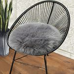 CottonFry Faux Sheepskin Fur Area Rugs Round Fur Throw Rug Floor Mat Circular Carpet for Bedroom Soft Circle Kids Play Mat for Nursery (Grey Round, 18x18)