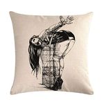 Flowershave357 Pillow Cover Linen Pillow Covers Linen Cushion Case BDSM Leather Latex Sexy Bondage Girl Black White