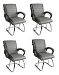 GOYALSON Home Exclusive Visitor Chair with arm Rest and Double Support Steel Frame with Cushioned seat Back (4, Grey, Standard)