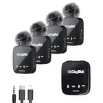 Digitek® (DWM-111 4 Channel Wireless Microphone System, 360° Ultra Voice Capture & 2.4GHz, Plug & Play, 50m Range, Noise Reduction, Use with DSLR, Smartphone & Laptops, for Podcast, Vlog & Videoshoot