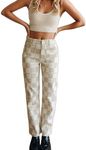 HOCANDY Womens Checkered Pants Zip 