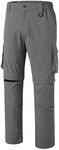 BASSDASH Men’s Outdoor Quick Dry Convertible Pants Zip-Off Water Resistant Lightweight Fishing Hiking Cargo Shorts UPF50+, Dark Grey, 40W x 30L