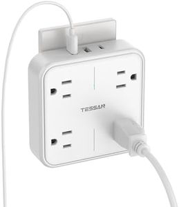 Surge Protector Outlet Extender, TESSAN Multi Plug Adapter with 4 Outlet Splitter and 3 USB (1 USB C), Multiple Plug Expander for Home Office Dorm Room Essentials