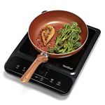 VonShef Single Induction Hob – 2000W Portable Induction Cooker w/LED Touch Display, 3 Hour Timer, 10 Heat Settings 60-240°C, Safety Lock - Black