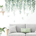 decalmile Hanging Vine Wall Decals Green Eucalyptus Leaves Wall Stickers Bedroom Living Room Sofa TV Background Wall Art Decor (Wide: 100 cm)