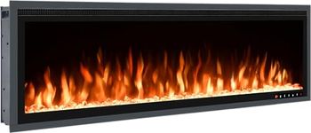 Wärme Firebox Panoramic 50-50"/127cm Slim Frame Recessed Media Wall Inset Electric Fireplace with Multi Flame Colours 1400W/1600W (50")