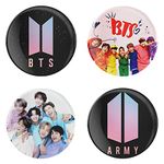 Nio Prints BTS Pin Back Button Badge for Boys Girls Men & Women, BTS Batches for T Shirts, School Bags, Backpacks, Clothes, Hoodie, Gifts Accessories, Size-58mm (Pack of 4, BTS)