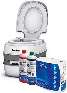 Enders WC Chimico Portatile per Campeggio, Starter Set Green Comfort con Liquido Sanitario e Carta igienica - Water Portatile, WC da Campeggio, WC Camper, Bagno Chimico
