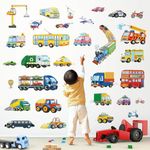 wondever Transport Car Wall Decals Truck Construction Vehicles Wall Stickers for Boys Room Bedroom Decor Kids Playroom