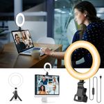 Ring Light with Tripod Stand & Clip for Laptop Computer Webcam Monitor, Evershop 5" Streaming Light for Video Conferencing/Video Recording/Video Calls/Zoom Meeting/Makeup/Streaming/YouTube/TiKTok