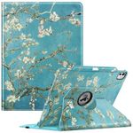 FINTIE Rotating Case Compatible with iPad Pro 13 inch (2024) M4 - [360 Degree Swiveling] Protective Cover with Pencil Holder, Auto Sleep/Wake, Blossom