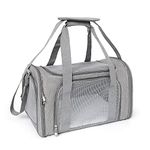 Mile High Life | Outdoor Travel Pet Carrier | Kitty Puppy Cat Carriers | Collapsible Dog Carrier for Small Medium Dogs | Cat Crates w Breathable Mesh with Soft-Sided (Grey, Large)