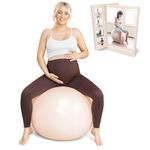 BABYGO® Birthing Ball For Pregnancy Maternity Labour & Yoga + Our 100 Page Pregnancy Book, Exercise, Birth & Recovery Plan, Anti-Burst Eco Friendly Material (Nude, 65cm - 4'8" - 5'10")